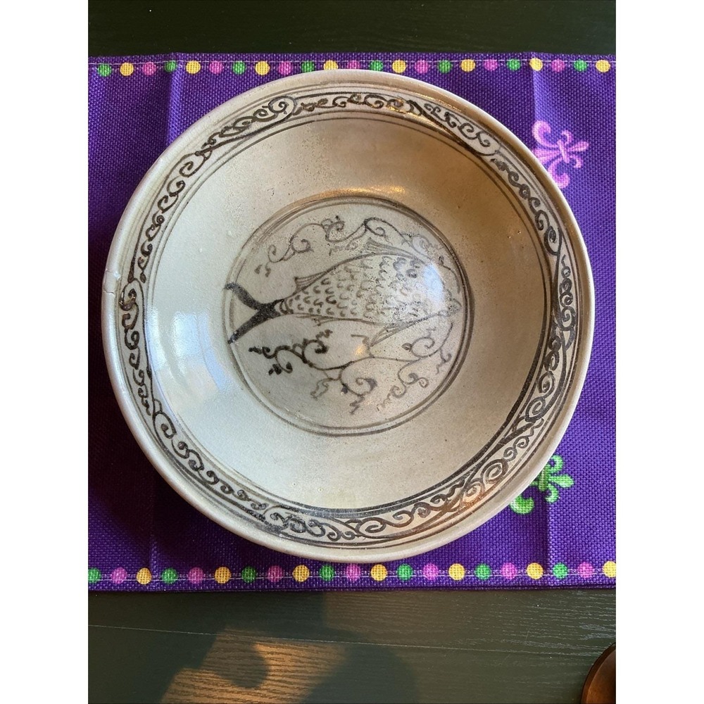 Ceramic bowl with fish design from Sawankhalok kiln, Thailand